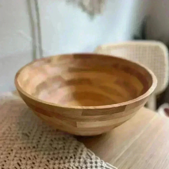 14“ oversized Rubberwood Bowl Aldi Serving Dish Decor - Picture 3 of 6